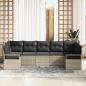 Preview: 7-teiliges Garten Sofa Set mit Kissen Hellgrau Poly Rattan, 2-Sitzer Garten Sofa mit Stauraum & Kissen Grau Poly Rattan