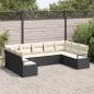Preview: ARDEBO.de - 9-teilige Garten Sofa Set mit Kissen Schwarz Poly-Rattan, 2-Sitzer Garten Sofa mit Stauraum & Kissen Schwarz Poly-Rattan