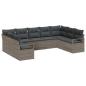 Preview: 9-teiliges Garten-Sofa-Set mit Kissen Grau Poly Rattan, 2-Sitzer Garten-Sofa mit Stauraum & Kissen Grau Poly Rattan