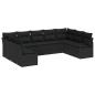 Preview: 9-teilige Garten Sofa Set mit Kissen Schwarz Poly Rattan, 2-Sitzer Garten Sofa mit Stauraum & Kissen Schwarz Poly Rattan
