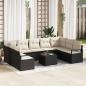 Preview: ARDEBO.de - 9-teilige Garten-Sofa-Set mit Kissen braunes Poly-Rattan, 2-Sitzer Garten-Sofa mit Stauraum & Kissen schwarzes Poly-Rattan