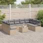 Preview: 10-teiliges Garten-Sofa-Set mit Kissen Schwarzes Poly-Rattan, 2-Sitzer Garten-Sofa mit Stauraum & Kissen Beiges Poly-Rattan