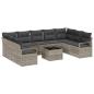 Preview: 10-teiliges Garten-Sofa-Set mit Kissen Grau Poly-Rattan, 2-Sitzer Garten-Sofa mit Stauraum & Kissen Grau Poly-Rattan