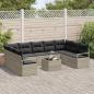 Preview: 10-teiliges Garten-Sofa-Set mit Kissen Grau Poly-Rattan, 2-Sitzer Garten-Sofa mit Stauraum & Kissen Grau Poly-Rattan