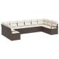 Preview: 10-teiliges Garten Sofa Set mit Kissen Braun Poly Rattan, 2-Sitzer Garten Sofa mit Stauraum & Kissen Braun Poly Rattan