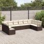 Preview: 10-teiliges Garten Sofa Set mit Kissen Braun Poly Rattan, 2-Sitzer Garten Sofa mit Stauraum & Kissen Braun Poly Rattan
