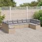 Preview: 10-teiliges Garten Sofa Set mit Kissen Beigefarbenes Poly Rattan, 2-Sitzer Garten Sofa mit Stauraum & Kissen Beigefarbenes Poly Rattan