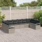 Preview: 10-teiliges Garten Sofa Set mit Kissen Hellgraues Poly Rattan, 2-Sitzer Garten Sofa mit Stauraum & Kissen Grau Poly Rattan