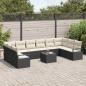 Preview: 10-teiliges Garten Sofa Set mit Kissen braun Poly Rattan, 2-Sitzer Garten Sofa mit Stauraum & Kissen schwarz Poly Rattan