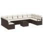 Preview: 10-teiliges Garten Sofa Set mit Kissen - graues Poly Rattan, 2-Sitzer Garten Sofa mit Stauraum & Kissen - braunes Poly Rattan