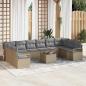 Preview: ARDEBO.de - 11-teiliges Garten Sofa Set mit Kissen Schwarz Poly Rattan, 2-Sitzer Garten Sofa mit Stauraum & Kissen Beige Poly Rattan