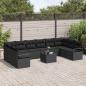 Preview: 11-teiliges Garten-Sofa-Set mit Kissen Beige Poly-Rattan, 2-Sitzer Garten-Sofa mit Stauraum & Kissen Schwarz Poly-Rattan