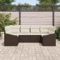 Preview: 6-teiliges Garten-Sofa-Set mit Kissen Braun Poly-Rattan