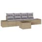 Preview: 5-teiliges Garten-Sofa-Set mit Kissen Beige Poly-Rattan