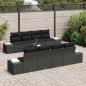 Preview: ARDEBO.de - 7-teiliges Garten Sofa Set mit Kissen Schwarz Poly Rattan