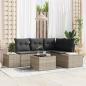 Preview: ARDEBO.de - 5-teiliges Garten Sofa Set mit Kissen Grau Poly Rattan