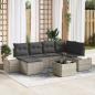 Preview: ARDEBO.de - 7-teiliges Garten Sofa Set mit Kissen Graues Poly Rattan