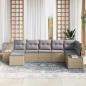 Preview: 7-teiliges Garten-Sofa-Set mit Kissen Beige Poly-Rattan