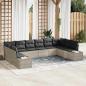 Preview: ARDEBO.de - 10-teiliges Garten-Sofa-Set mit Kissen hellgrau Poly Rattan