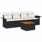 Preview: 5-teiliges Garten Sofa Set mit Kissen Schwarz Poly Rattan Akazie, 2-Sitzer Garten Sofa mit Stauraum & Kissen Schwarz Poly Rattan