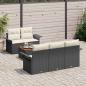 Preview: 6-teiliges Garten Sofa Set mit Kissen Schwarz Poly Rattan Akazie, 2-Sitzer Garten Sofa mit Stauraum & Kissen Schwarz Poly Rattan