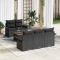 Preview: ARDEBO.de - 6-teiliges Garten Sofa Set mit Kissen Schwarz Poly Rattan Akazie, 2-Sitzer Garten Sofa mit Stauraum & Kissen Schwarz Poly Rattan