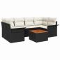 Preview: 7-teiliges Garten-Sofa-Set mit Kissen Schwarz Poly-Rattan Akazie, 2-Sitzer Garten-Sofa mit Stauraum & Kissen Schwarz Poly-Rattan