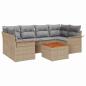 Preview: 7-teiliges Garten-Sofa-Set mit Kissen Beige Poly Rattan Akazie, 2-Sitzer Garten-Sofa mit Stauraum und Kissen Beige Poly Rattan