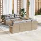 Preview: ARDEBO.de - 8-teiliges Garten Sofa Set mit Kissen Beige Poly Rattan Akazie, 2-Sitzer Garten Sofa mit Stauraum & Kissen Beige Poly Rattan