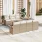 Preview: ARDEBO.de - 8-teiliges Garten Sofa Set mit Kissen Beige Poly Rattan Akazie, 2-Sitzer Garten Sofa mit Stauraum & Kissen Beige Poly Rattan