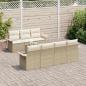 Preview: 8-teiliges Garten Sofa Set mit Kissen Beige Poly Rattan Akazie, 2-Sitzer Garten Sofa mit Stauraum & Kissen Beige Poly Rattan