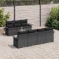 Preview: ARDEBO.de - 8-teiliges Garten Sofa Set mit Kissen Schwarz Poly Rattan Akazie, 2-Sitzer Garten Sofa mit Stauraum & Kissen Schwarz Poly Rattan