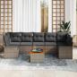 Preview: 8-teiliges Garten Sofa Set mit Kissen grau Poly Rattan Akazie, 2-sitziges Garten Sofa mit Stauraum & Kissen grau Poly Rattan