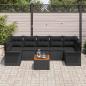 Preview: 8-teilige Garten Sofa Set mit Kissen Schwarz Poly Rattan Akazie, 2-Sitzer Garten Sofa mit Stauraum & Kissen Schwarz Poly Rattan