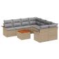 Preview: 9-teiliges Garten-Sofa-Set mit Kissen Beige Poly Rattan Akazie, 2-Sitzer Garten-Sofa mit Stauraum & Kissen Beige Poly Rattan