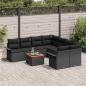 Preview: 9-teiliges Garten-Sofa-Set mit Kissen Schwarz Poly-Rattan Akazie, 2-Sitzer Garten-Sofa mit Stauraum und Kissen Schwarz Poly-Rattan