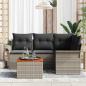 Preview: 5-teiliges Garten Sofa Set mit Kissen Grau Poly Rattan Akazie, 2-Sitzer Garten Sofa mit Stauraum & Kissen Grau Poly Rattan