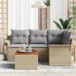 Preview: 5-teilige Garten Sofa Set mit Kissen Beige Poly Rattan Akazie, 2-Sitzer Garten Sofa mit Stauraum & Kissen Beige Poly Rattan