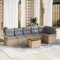Preview: ARDEBO.de - 7-teiliges Garten Sofa Set mit Kissen Beige Poly Rattan Akazie, 2-Sitzer Garten Sofa mit Stauraum & Kissen Beige Poly Rattan