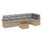 Preview: 7-teiliges Garten Sofa Set mit Kissen Beige Poly Rattan Akazie, 2-Sitzer Garten Sofa mit Stauraum & Kissen Beige Poly Rattan