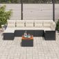Preview: 8-teiliges Garten Sofa Set mit Kissen Schwarz Poly Rattan Akazie, 2-Sitzer Garten Sofa mit Stauraum & Kissen Schwarz Poly Rattan
