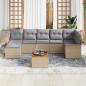 Preview: ARDEBO.de - 8-teiliges Garten Sofa Set mit Kissen Beige Poly Rattan Akazie, 2-Sitzer Garten Sofa mit Stauraum & Kissen Beige Poly Rattan