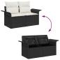 Preview: 10-teiliges Garten Sofaset mit Kissen Schwarz Poly Rattan Akazie, 2-Sitzer Garten Sofa mit Stauraum und Kissen Schwarz Poly Rattan