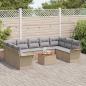Preview: 10-teilige Garten Sofa Set mit Kissen Beige Poly Rattan Akazie, 2-Sitzer Garten Sofa mit Stauraum & Kissen Beige Poly Rattan