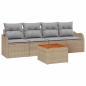 Preview: 5-teiliges Garten-Sofa-Set mit Kissen Beige Poly Rattan Akazie, 2-Sitzer Garten-Sofa mit Stauraum & Kissen Beige Poly Rattan