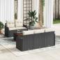 Preview: ARDEBO.de - 6-teilige Garten-Sofa-Set mit Kissen Schwarz Poly Rattan Akazie, 2-Sitzer Garten-Sofa mit Stauraum und Kissen Schwarz Poly Rattan