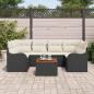 Preview: 7-teilige Garten-Sofa-Set mit Kissen Schwarz Poly Rattan Akazie, 2-Sitzer Garten-Sofa mit Stauraum & Kissen Schwarz Poly Rattan