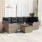 Preview: ARDEBO.de - 7-teiliges Garten Sofa Set mit Kissen Grau Poly Rattan Akazie, 2-Sitzer Garten Sofa mit Stauraum & Kissen Grau Poly Rattan