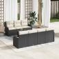 Preview: ARDEBO.de - 8-teiliges Garten Sofa Set mit Kissen Schwarz Poly Rattan Akazie, 2-Sitzer Garten Sofa mit Stauraum & Kissen Schwarz Poly Rattan