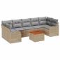 Preview: 8-teiliges Garten Sofaset mit Kissen Beige Poly Rattan Akazie, Zweisitzer Garten Sofa mit Stauraum & Kissen Beige Poly Rattan